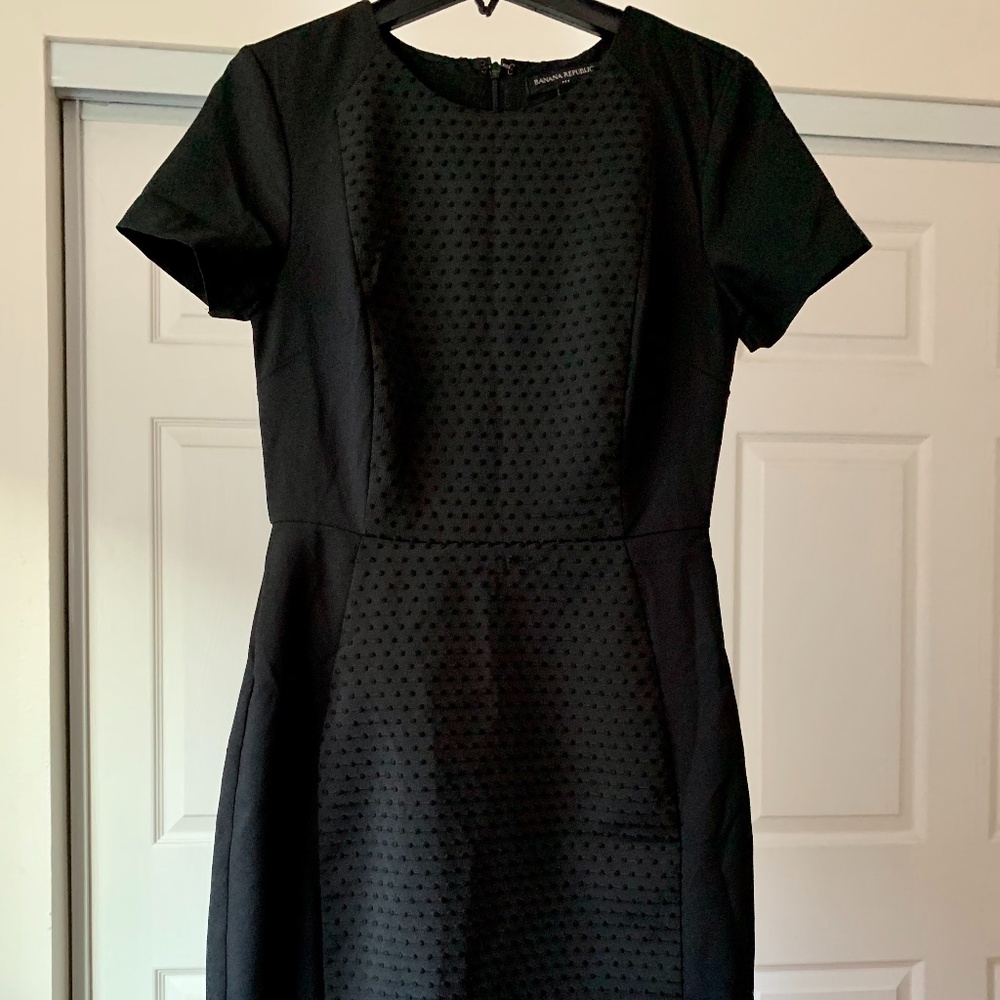 Banana Republic Textured Knee Length Black Dress